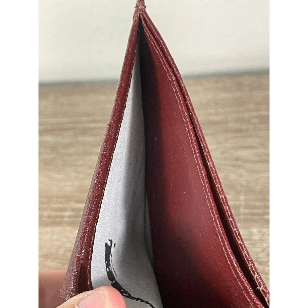 Men's Red‎ Leather Wallet with Lion Embossed Design Bi-Fold ID Holder